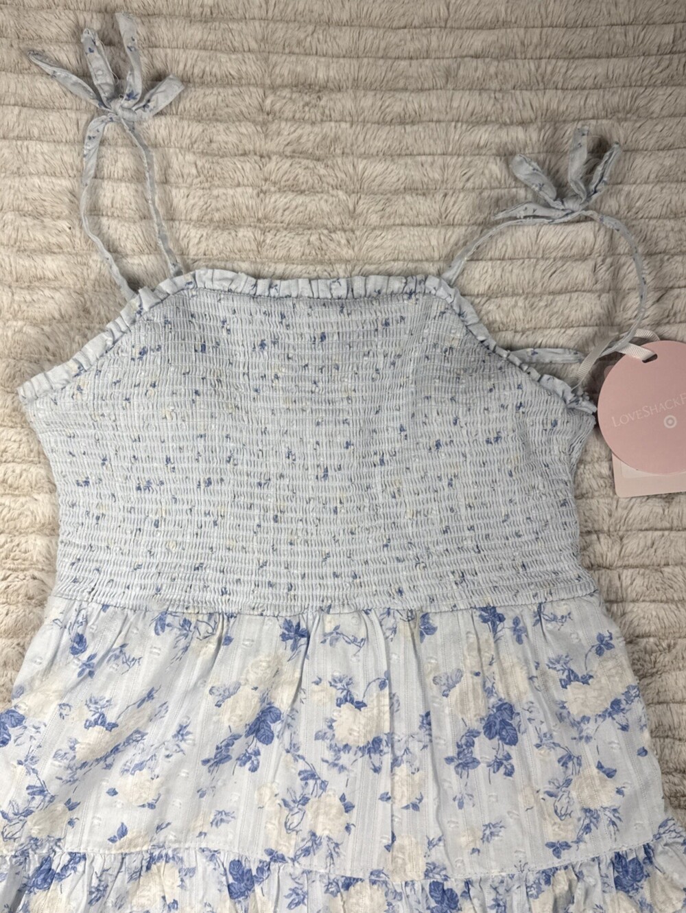 LoveShackFancy x Target Annabelle Blue Floral Halter Dress Size 12 KLW5YL - Picture 5 of 11